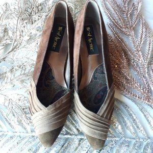 West Avenue Suede Shoe Pointed Toe Low Tan Heels 7